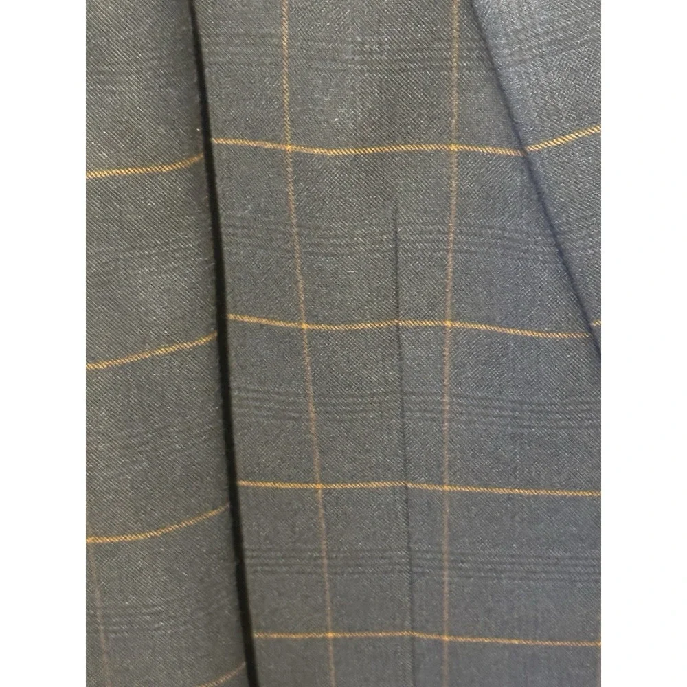 Stacy Adams Men's 2 Piece Suit Navy Blue Windowpane Plaid Hybrid Modern Fit Flat